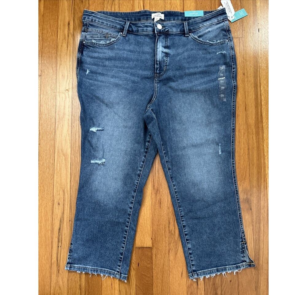 NEW Maurices Everflex Women's sz 24W SHORT High Rise Slim Straight Ankle Jeans